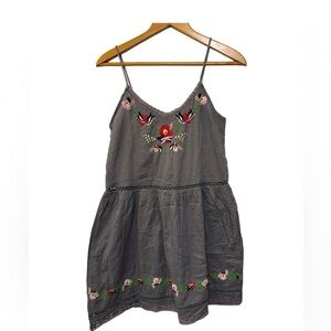 TULAROSA TANK embroidery floral Gray Mini Dress size Xs Cottage Spring